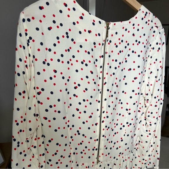 H&M White W/Red, Blue Polka Dot Peplum Blouse Size 10 NWT $24.95 - Picture 9 of 11